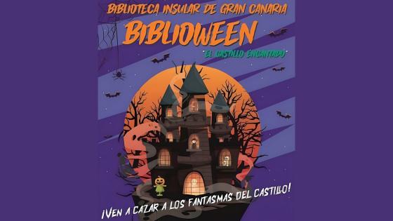 Biblioween plakaten med spøkelseshus