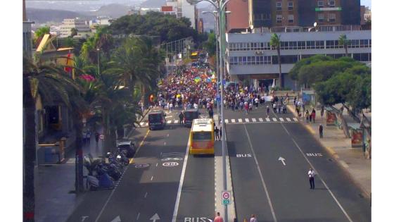 Demonstrasjon mot immigrasjon i Las Palmas på Gran Canaria.