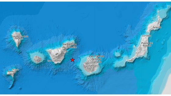 Jordskjelv mellom Gran Canaria og Tenerife.