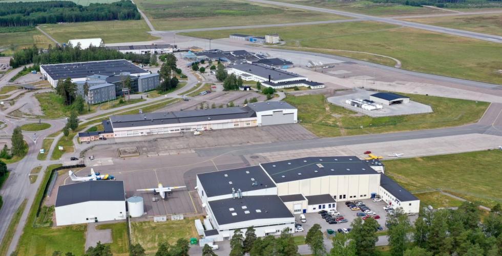 Flygfoto Stockholm Skavsta Airport.